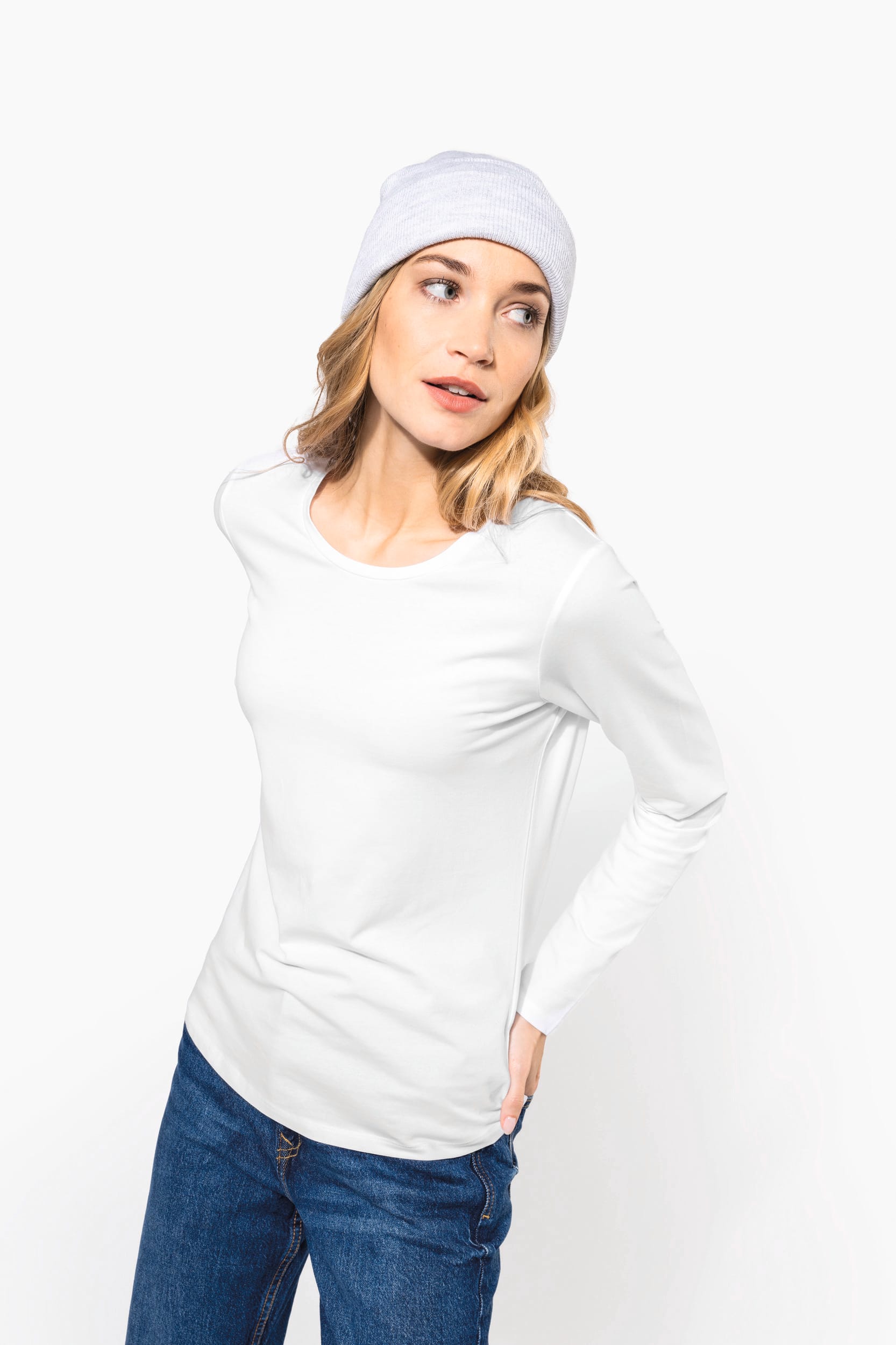 T-shirt col rond manches longues femme
