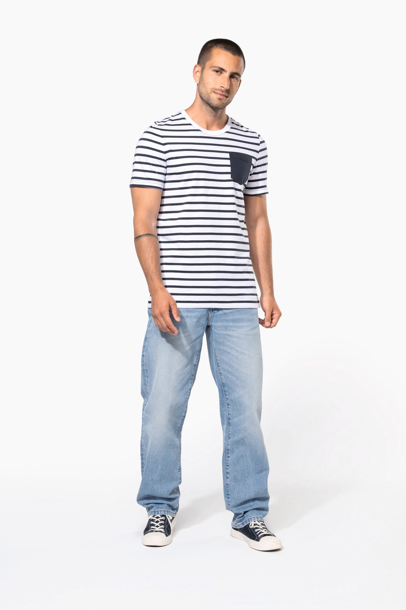 T-shirt rayé marin avec poche manches courtes homme – Image 5