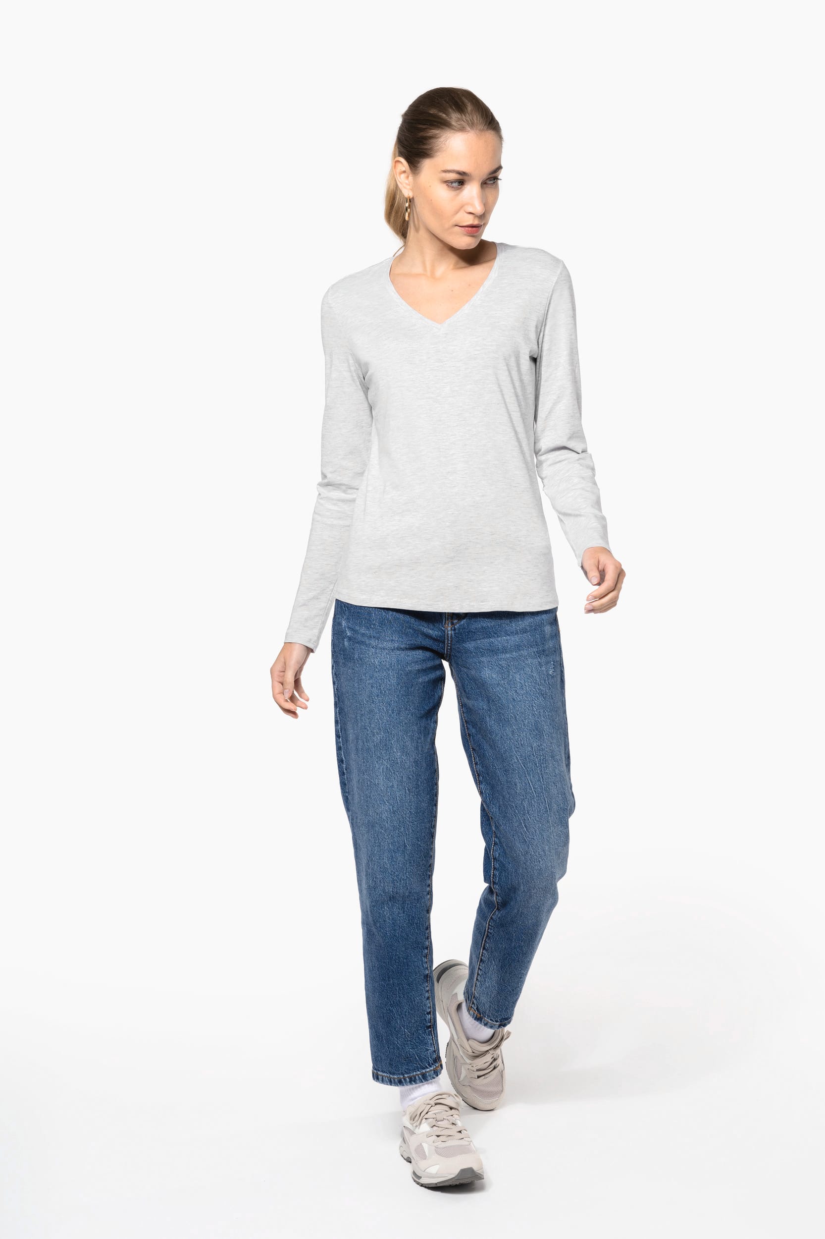 T-shirt col V manches longues femme – Image 5
