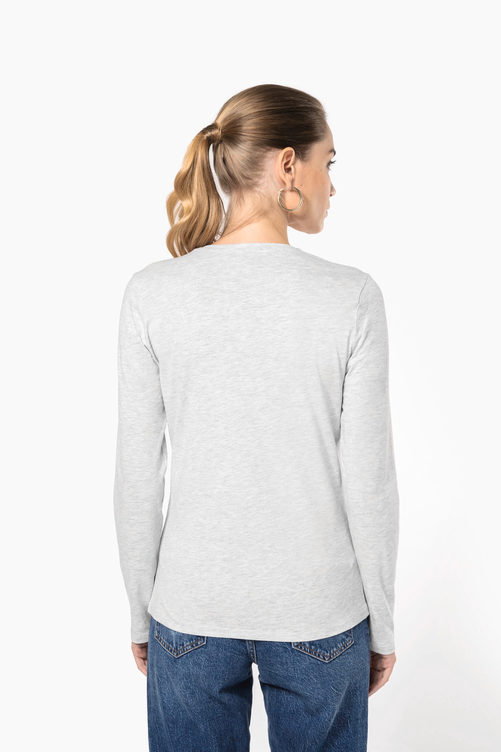T-shirt col V manches longues femme – Image 2